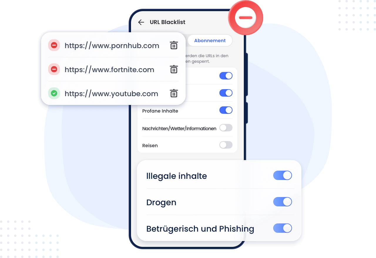AirDroid Parental Control kann schädliche Websites blockieren