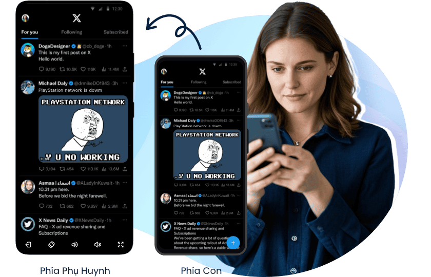 Phản chiếu màn hình khi trẻ sử dụng