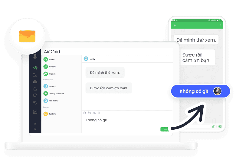 AirDroid Personal SMS management-remotely receive and reply text message 
