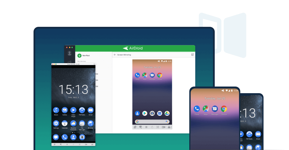 Condividi vari schermi di dispositivi Android su PC